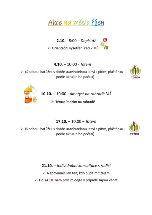 Akce na měsíc říjen 2024
