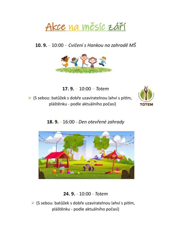 Akce na měsíc září 2024